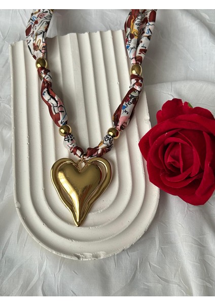 Leopar Desenli Kolye Kahve Bordo Boncuklu Şık Kumaş Kadın Kolye Hediye Kutulu indirimleri