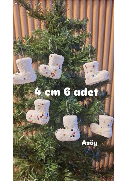 Yılbaşı Ağacı Süsü 4 cm Cici Beyaz Simli Karlı Beyaz Süs Parlak 6 Adet fiyatları