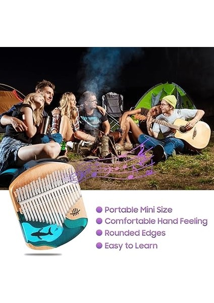 Uru Kalimba Piyano 21 Tuşları Kayın Ağacı Başparmak Parmak Piyano Taşınabilir Enstrüman Mavi Okyanus Balina Desen Çocuklar Için Yetişkinler Yeni Başlayanlar Için Tuning Çekiç ile Songbook fiyatları