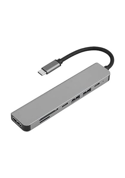 Macbook Pro Huawei Dell ile Uyumlu Type C To 4K HDMI + USB 3.0 + Sd/tf + Pd + Type-C, Taşınabilir 7in1 Adaptör modelleri