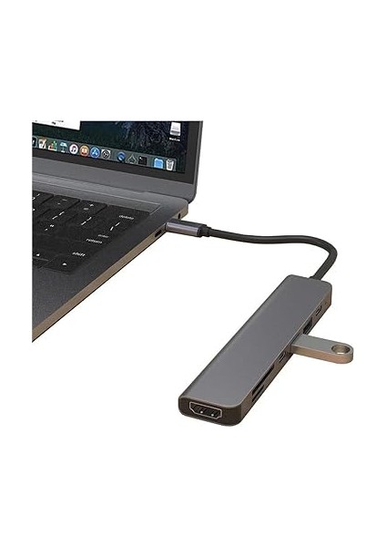 Macbook Pro Huawei Dell ile Uyumlu Type C To 4K HDMI + USB 3.0 + Sd/tf + Pd + Type-C, Taşınabilir 7in1 Adaptör indirimleri