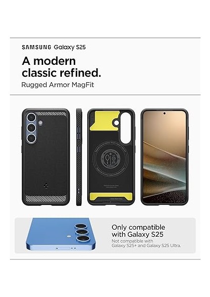 Galaxy S25 Ekstra Dayanıklı Kılıf Rugged Armor Hava Kanalı Teknolojisi™ Askeri Sınıf Koruma Magfit Özellikli Matte Black Çift Katman Kapak - ACS08998 fiyatları