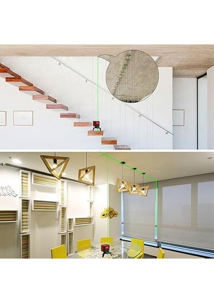 KBL92G 30 Metre Profesyonel Yatay ve Dikey Otomatik Hizalamalı Yeşil Çapraz Çizgi Lazer, 2 Noktalı Şakül Lazer Distomat + Mini Tripod, Kırmızı/siyah fırsatları