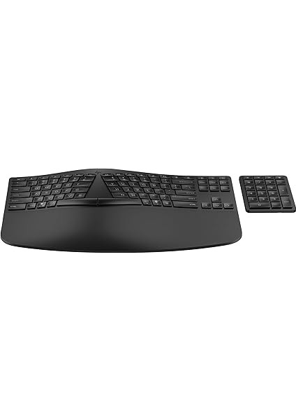 960 Ergonomik Kablosuz Klavye, Ayrı Sayısal Tuş Takımı, Qwertz Düzeni, Bluetooth ve 2,4 Ghz, 20 Programlanabilir Tuş, Uzun Pil Ömrü, Windows/macos/chromeos ile Uyumlu, Siyah indirimleri