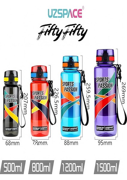 Sports Passion 800 ml Tritan Su Matarası Kaydırmaz Tutma Özelliği fırsatları