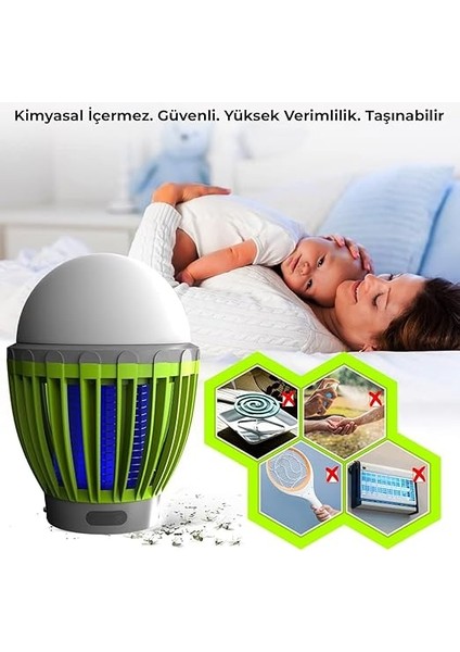 Sivrisinek Kovucu Dış Mekan/iç Mekan Elektrikli, Micro USB Şarj Edilebilir Sivrisinek Kovucu Lamba, Taşınabilir Ipx6 Su Geçirmez LED Işık Elektronik Ampul Kl-01 fırsatları