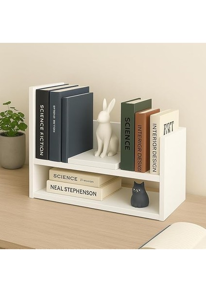 Katlı Masaüstü Kitaplık | Modern Dekoratif Raf Ünitesi | Masaüstü Düzenleyici | Beyaz fırsatları