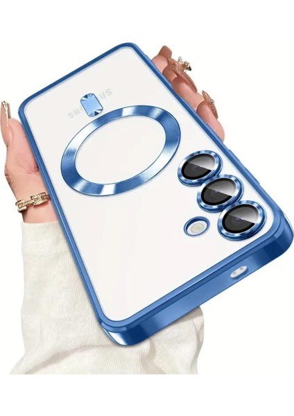 Samsung Galaxy A36 Kılıf Magsafe Manyetik Kablosuz Şarj Destekli Şeffaf Parlak Renkli Lens Korumalı