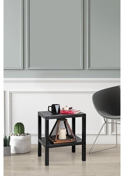 Home 2 Katlı Plastik Balkon Bahçe Sehpası Masası Şezlong Havuz Sehpası Gazetelik Banyo Mutfak Rafı Siyah modelleri