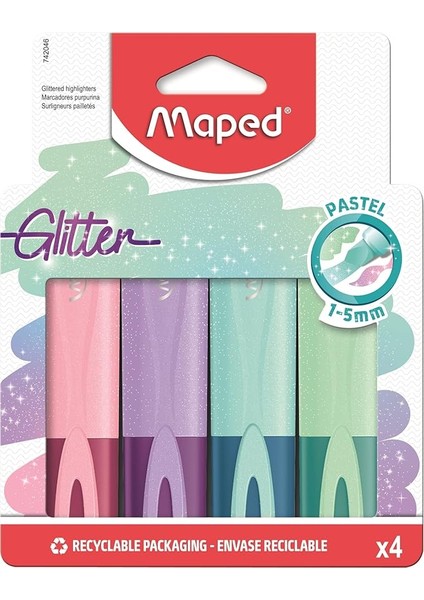 Fosforlu Kalemler Glıtter Pastel 4'lü 742046