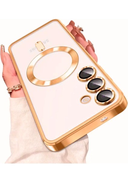 Samsung Galaxy A36 Kılıf Magsafe Manyetik Kablosuz Şarj Destekli Şeffaf Parlak Renkli Lens Korumalı
