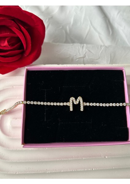 Zirkon Taşlı Harfli Su Yolu Xuping Bileklik Altın Renk Şık Kadın Bileklik Sevgiliye Hediye Kutulu modelleri