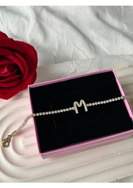 Zirkon Taşlı Harfli Su Yolu Xuping Bileklik Altın Renk Şık Kadın Bileklik Sevgiliye Hediye Kutulu fırsatları