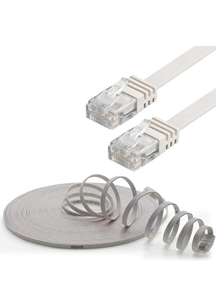 Cat6 Yassı RJ45 Ethernet (Network, Internet) Kablosu (15 Metre, Beyaz) fırsatları