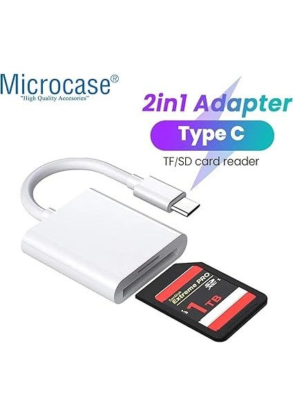Type-C To Sd-Microsd Kart Okuyuculu Kamera Adaptörü - Beyaz - AL4116 fırsatları