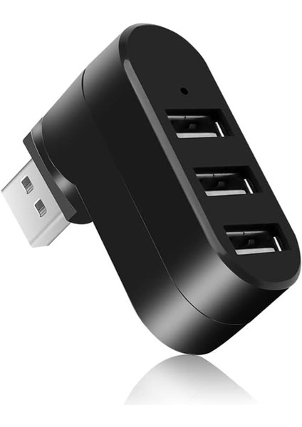 3 Portlu USB 2.0 Hub Döner Kafalı Splitter Hub Adaptör Siyah