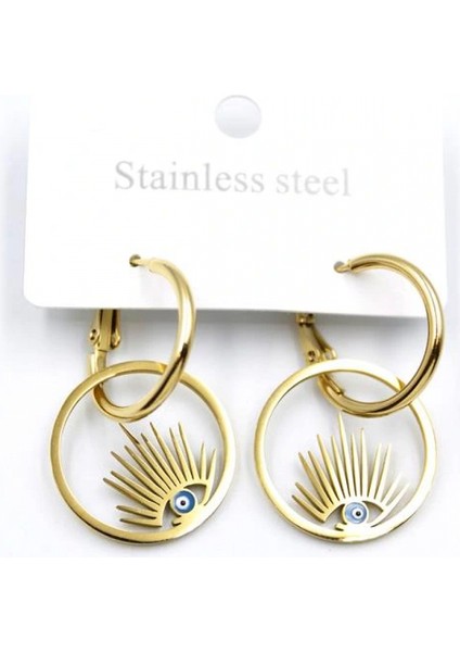 Ieg Göz Çelik Halka Küpe - Altın