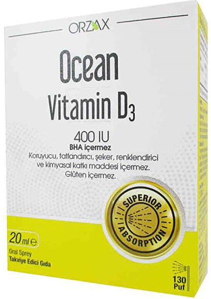 Ocean Vitamin D3 400 Iu Sprey 20ML modelleri