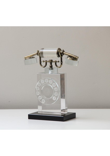 Cam Dekoratif Telefon | Vintage Retro Tasarım | Kristal Cam Obje | Lüks Ev Ofis Masa Süsü | Şık Hediye Seçeneği | 20×14×25 cm fiyatları