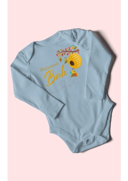 Halasının Balı Baskılı Bebek Zıbını – Çıtçıtlı Body 8 Renk | %100 Pamuk Uzun Kol modelleri