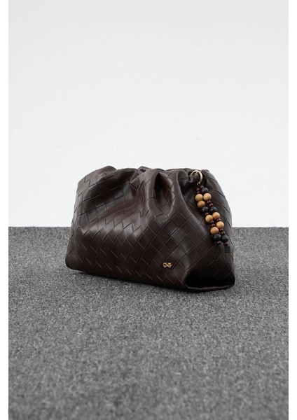 Kadın Büzgülü Çanta Kahverengi Örgülü fiyatları