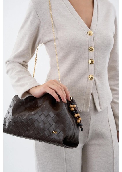 Kadın Büzgülü Çanta Kahverengi Örgülü fırsatları