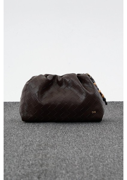 Kadın Büzgülü Çanta Kahverengi Örgülü indirimleri