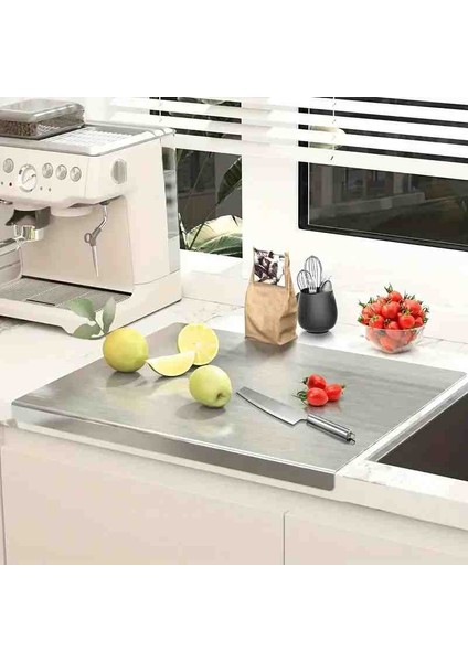 Paslanmaz Çelik Tezgah Üstü Kesme Doğrama Yoğurma Tahtası - L Kenar - Büyük Boy fiyatları