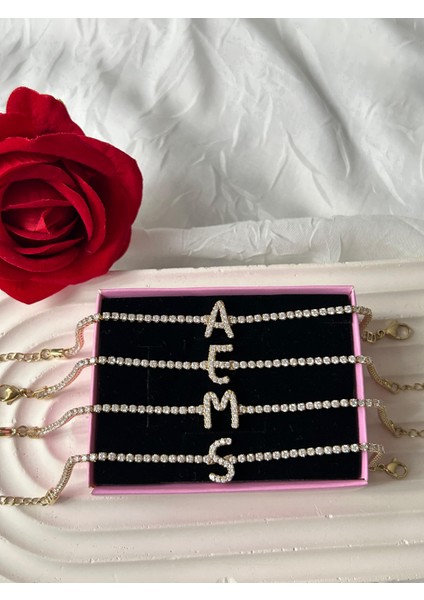 Zirkon Taşlı Harfli Su Yolu Xuping Bileklik Altın Renk Şık Kadın Bileklik Sevgiliye Hediye Kutulu