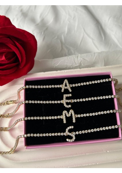 Zirkon Taşlı Harfli Su Yolu Xuping Bileklik Altın Renk Şık Kadın Bileklik Sevgiliye Hediye Kutulu