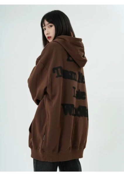 Punıx Büyük Beden Motto Yazı Sırt Baskılı Kalın Kışlık Kadın Sweatshırt