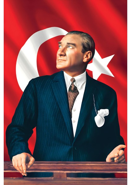 1 Adet Atatürk Baskılı Türk Bayrağı 400x600 cm - Raşel Kumaş, Atatürk Posteri