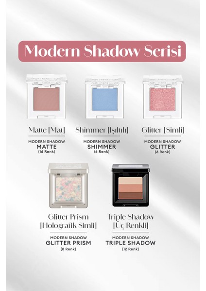 Kalıcı, Topaklanma Yapmayan, Simli Tekli Krem Far Modern Shadow Glitter (306 Peony Bouquet)