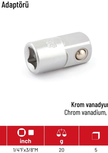 Lokma Adaptörü (1/4 - 3/8)