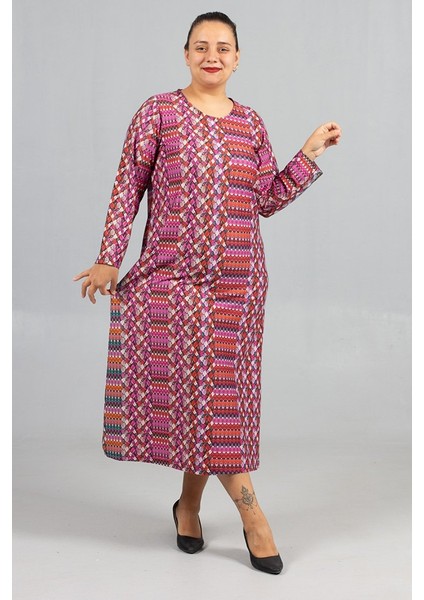 Sıcak Tutan Kalın Penye Büyük Beden Desenli Elbiseler fiyatları