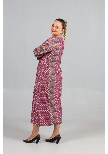 Sıcak Tutan Kalın Penye Büyük Beden Desenli Elbiseler fırsatları