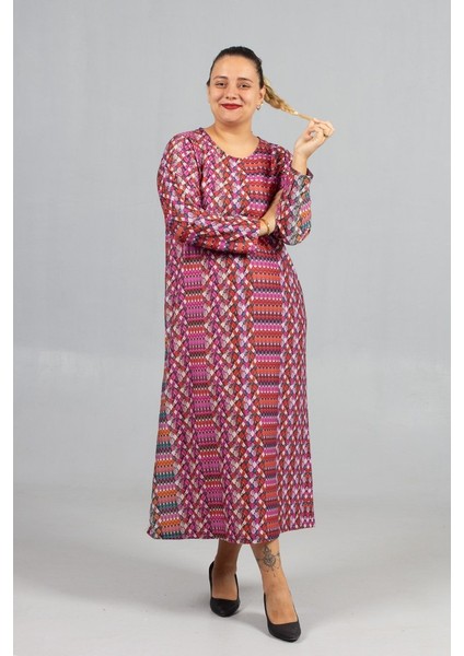 Sıcak Tutan Kalın Penye Büyük Beden Desenli Elbiseler indirimleri