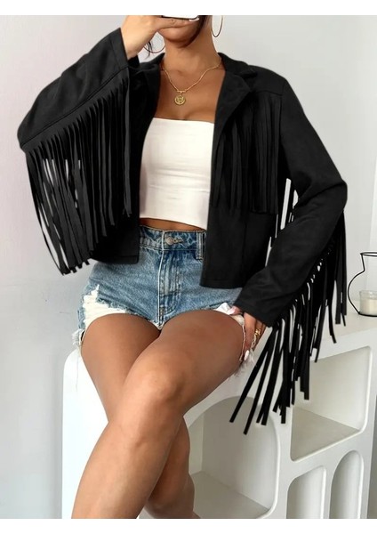 Eyesof Kadın Uzun Kollu Yakalı Kısa Püsküllü Süet Ceket fiyatları