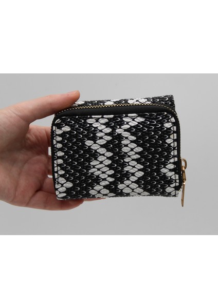 Siyah Desenli Bozuk Para Gözlü Bol Kartlıklı Mini Kadın Cüzdanı fırsatları