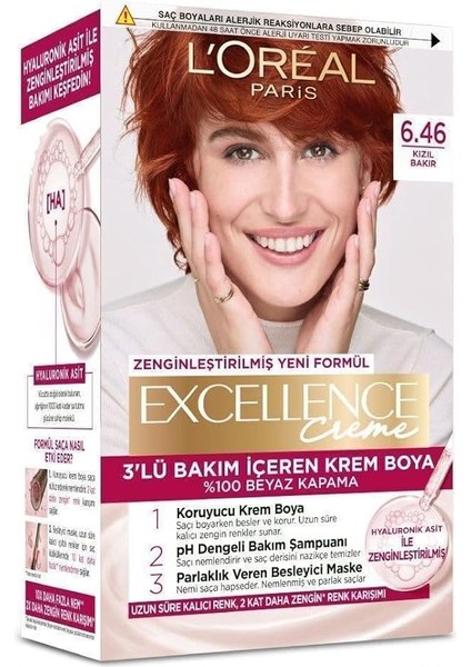 Parıs Excellence Creme Saç Boyası 6.46 Kızıl Bakır