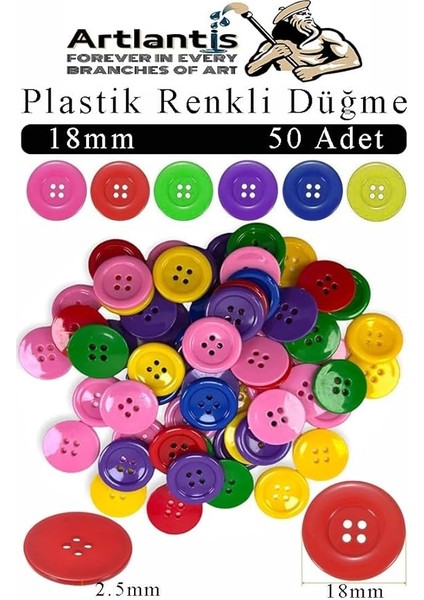 cm 50 Li 1 Paket 18 mm Plastik Renkli Düğme Dikiş Parlak Yuvarlak 4 Delikli Düğme Etkinlik Okul fiyatları