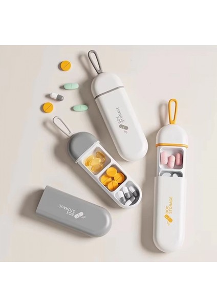 ilk el grup 3 bölmeli taşınabilir seyahat tipi hap saklama kutusu saklama kutusu