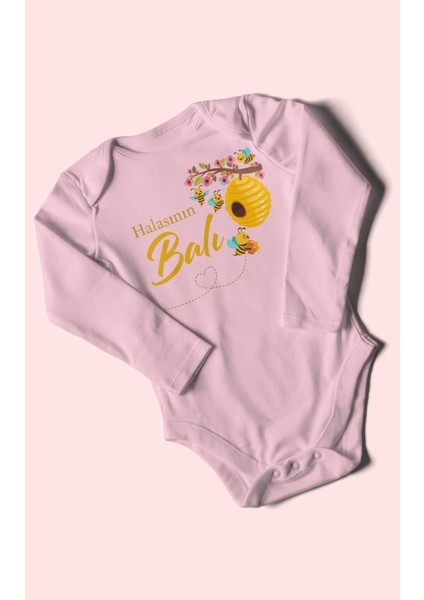 Halasının Balı Baskılı Bebek Zıbını – Çıtçıtlı Body 8 Renk | %100 Pamuk Uzun Kol modelleri