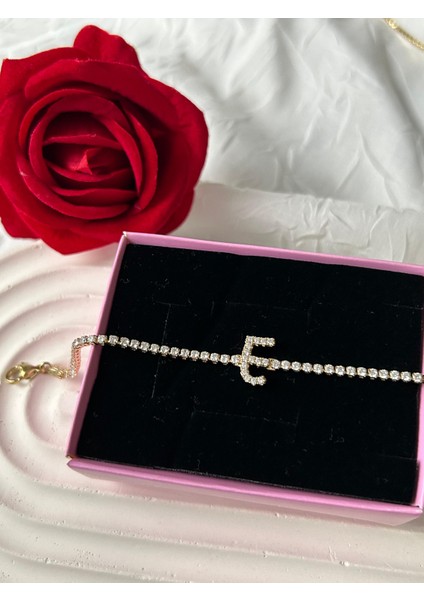 Zirkon Taşlı Harfli Su Yolu Xuping Bileklik Altın Renk Şık Kadın Bileklik Sevgiliye Hediye Kutulu fırsatları