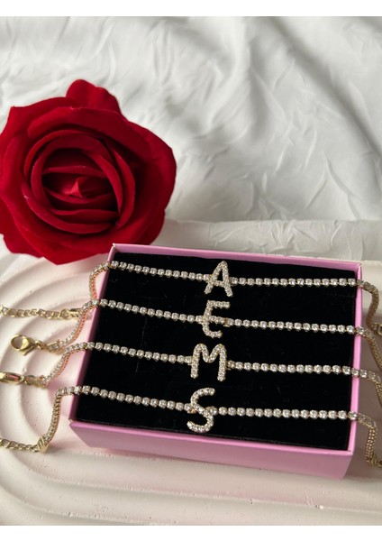 Zirkon Taşlı Harfli Su Yolu Xuping Bileklik Altın Renk Şık Kadın Bileklik Sevgiliye Hediye Kutulu