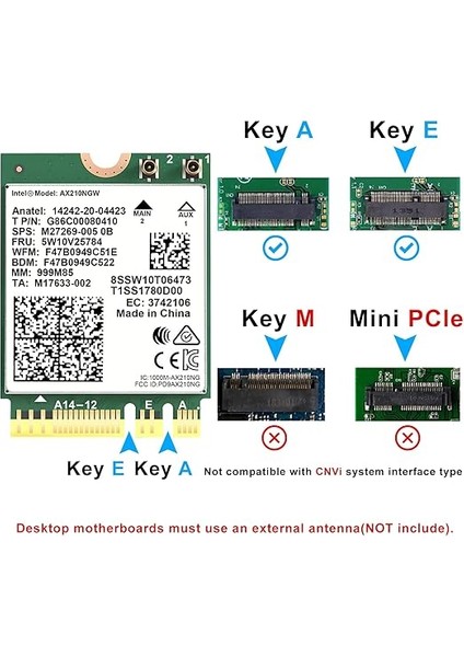 Wifi 6e AX210 Ngw Wifi Kartı Dizüstü Bilgisayar Için Tri-Band 6ghz/ 5ghz/ 2.4ghz 5400MBPS Kablosuz Wifi Ağ Adaptörü, Bluetooth 5.2 Destekler | Mu-Mımo | Windows 10/11 Linux, M.2/ngff indirimleri