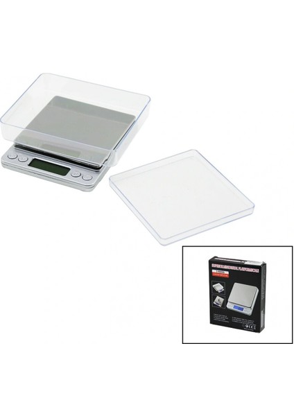 SUPERIOR MINI I-2000 3000GR/0.1GR MİNİ=10.5X13CM HASSAS TARTI - TERAZİ ŞEFFAF PLS.KAPAK PİLLİ (4887)