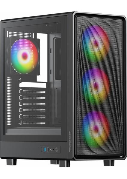 PB-A5065B 650W 80+ Bronz USB 3.2 Argb Eatx Mid Tower Siyah Kasa
