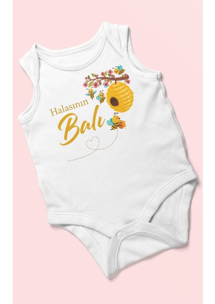 Halasının Balı Baskılı Bebek Zıbını – Çıtçıtlı Body 8 Renk | %100 Pamuk Sıfır Kol modelleri