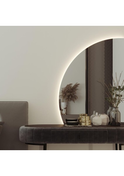 Halo Yarım Ay LED Ayna – Modern Minimal Duvar Aynası fiyatları